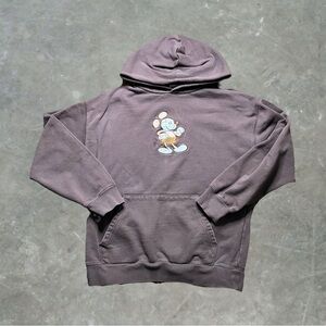 Disney Japan Embroidered Hoodie Mens Size Medium Brown